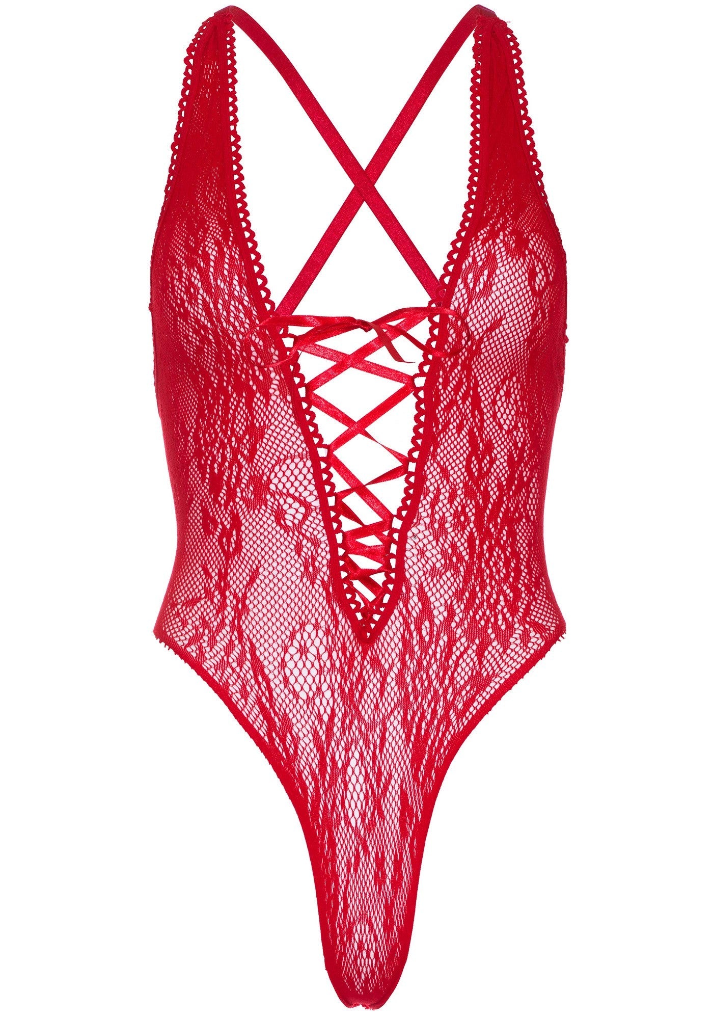 Body Sexy Floral Lace Thong Rosso
