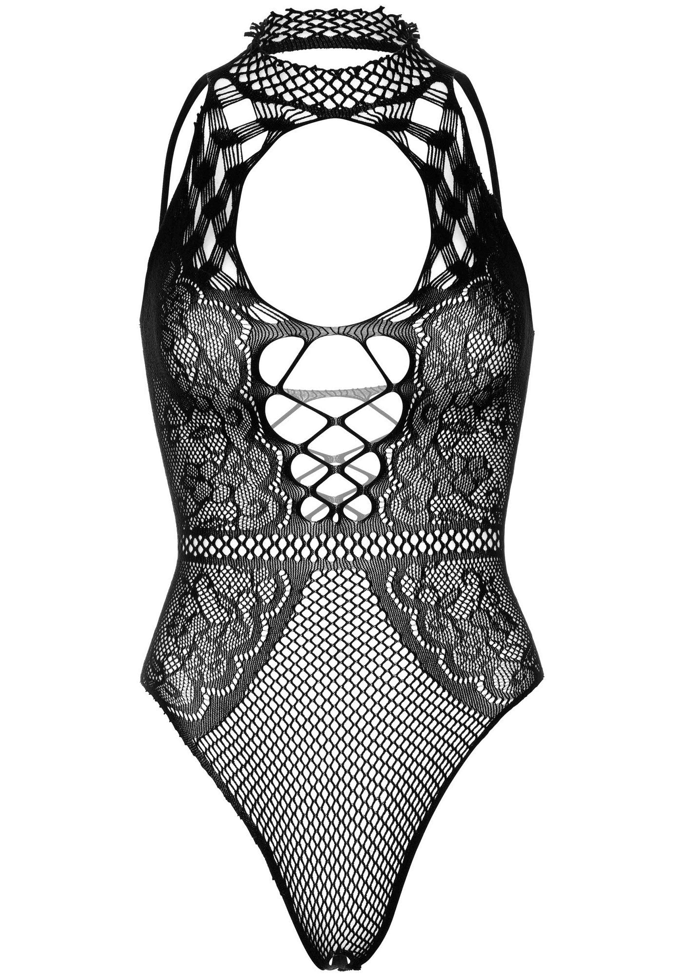Body sexy net and lace keyhole nero taglia unica Accessori