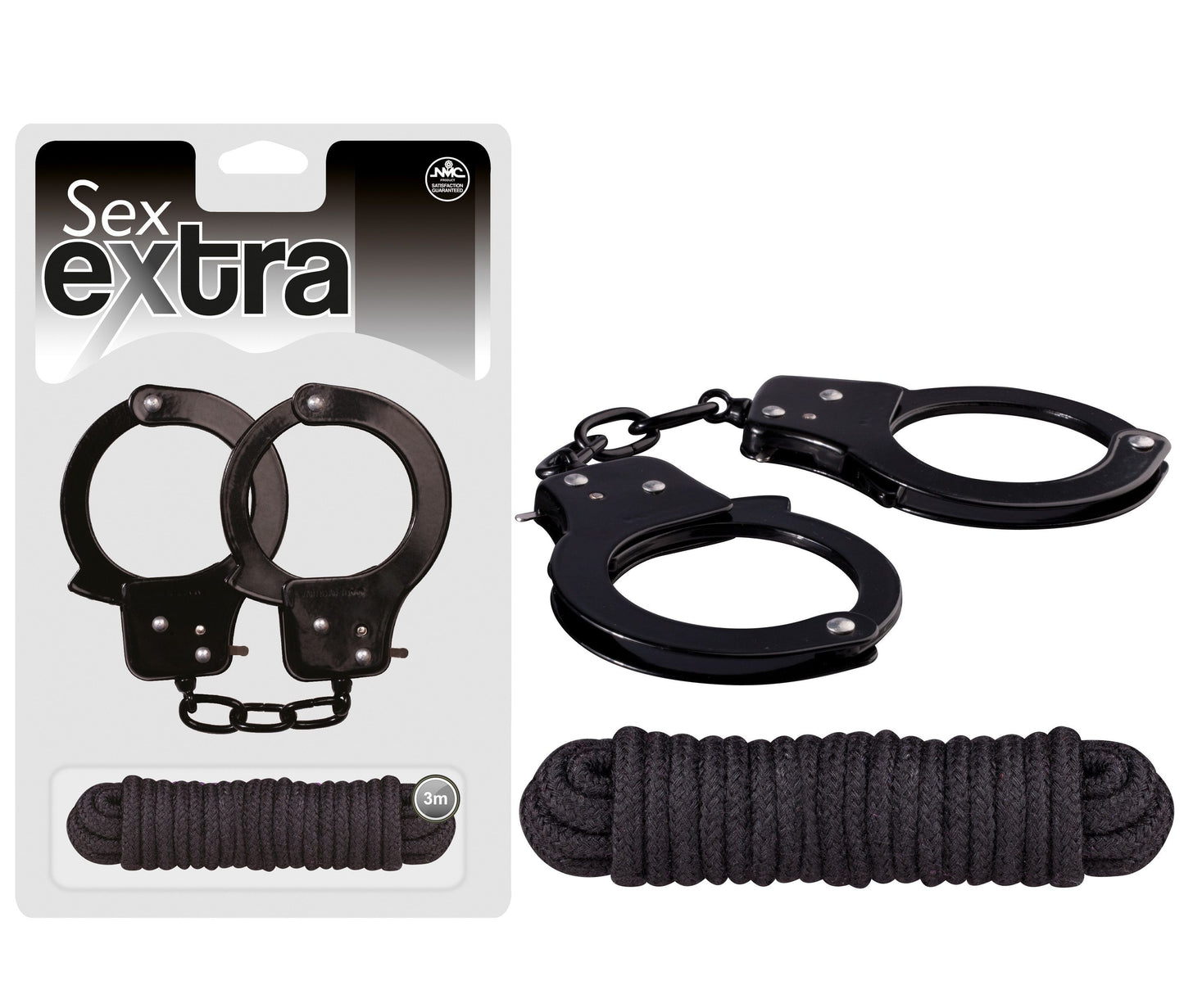 Kit bdsm sex extra manette e corda nero