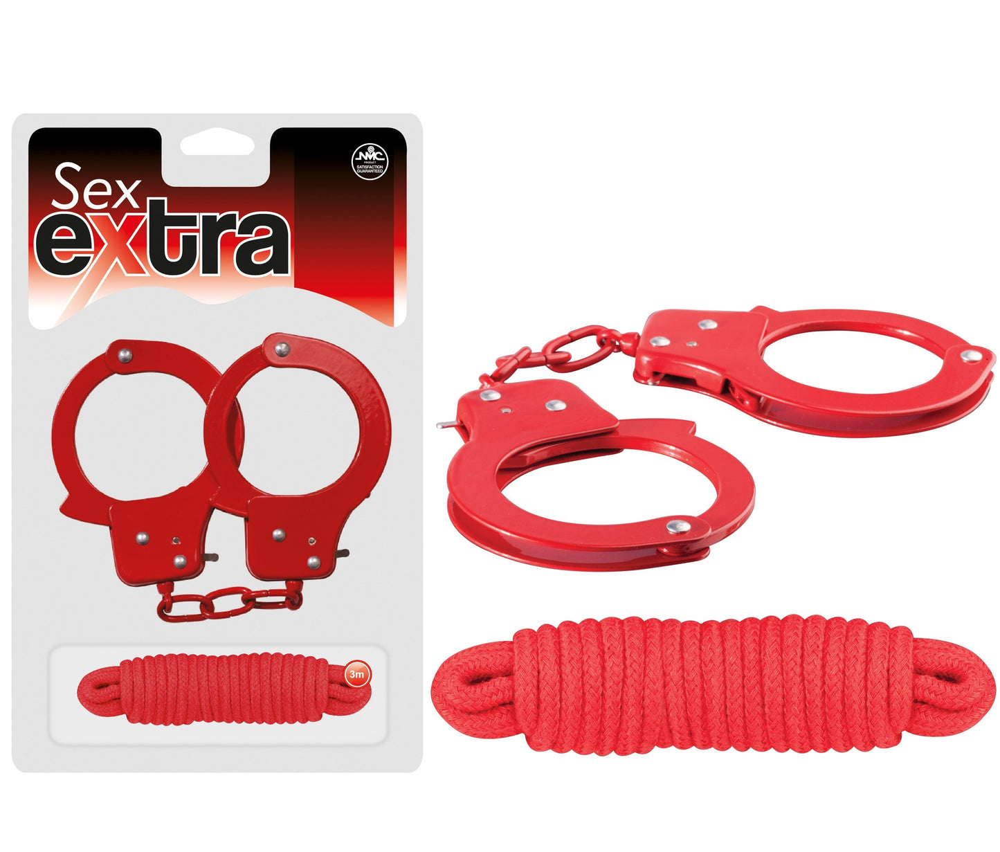 Kit bdsm sex extra manette e corda rosso