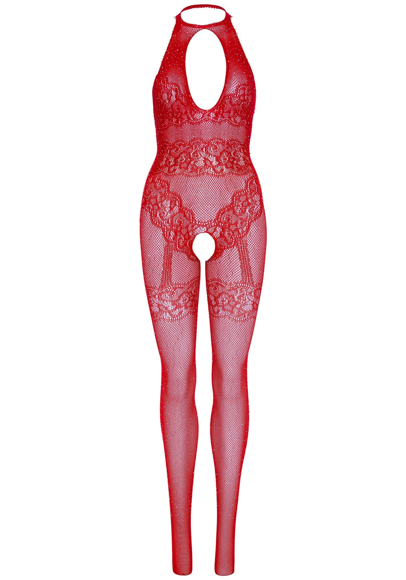 Tuta Sexy Seamless Fishnet Rosso