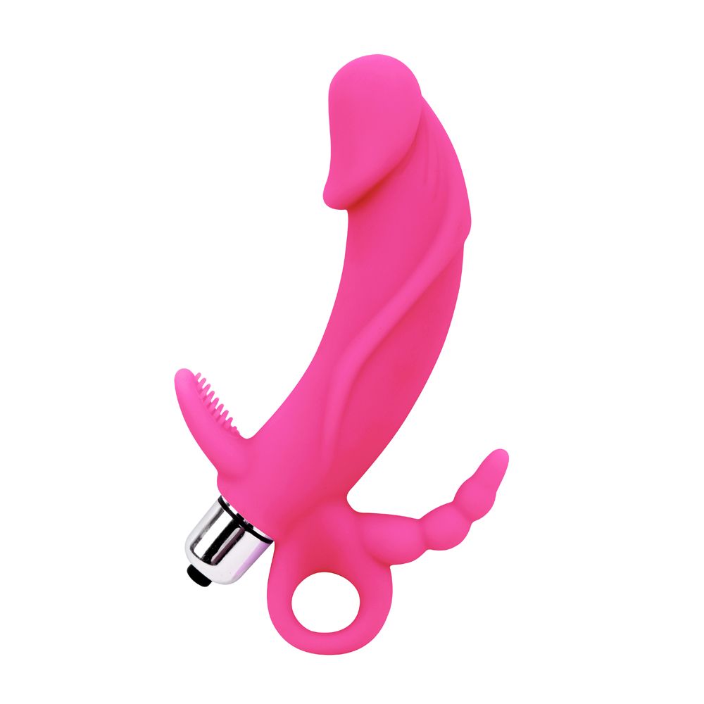 Vibratore doppia stimolazione triple target fucsia