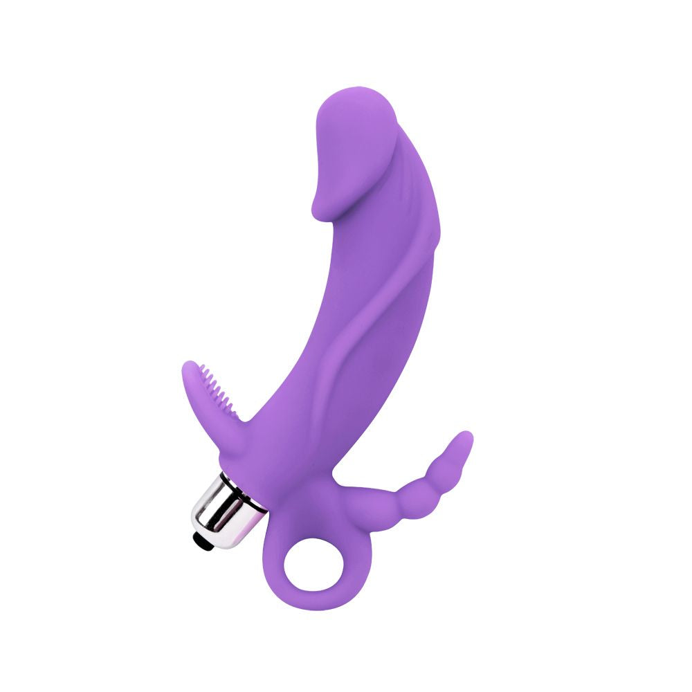 Vibratore doppia stimolazione triple target viola