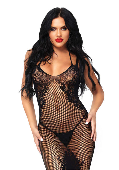 Abito sexy seamless net and lace nero taglia unica